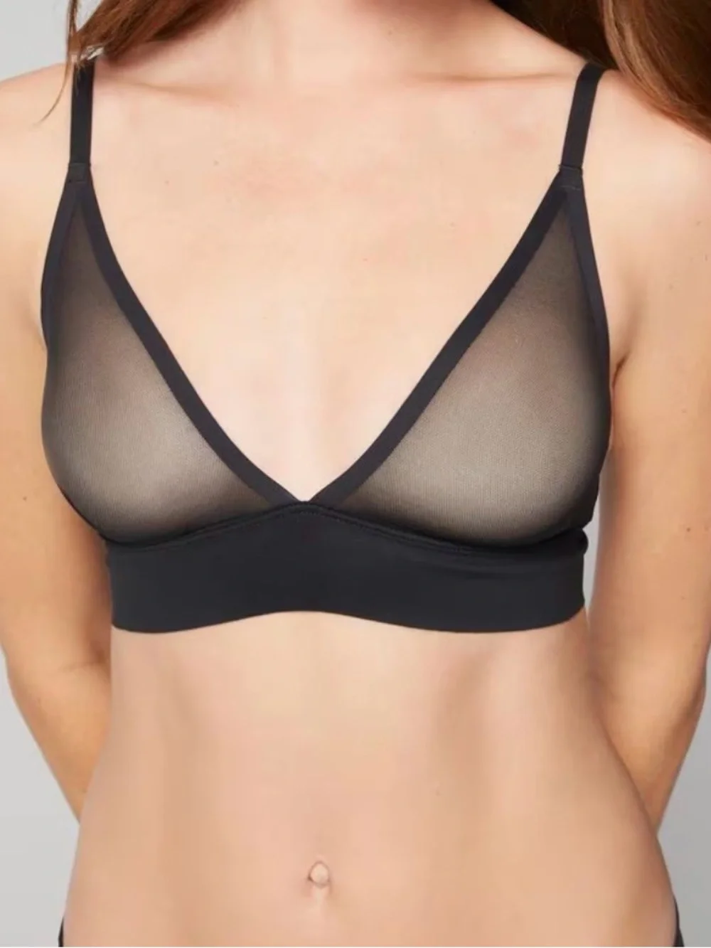 Soma Black Sheer Mesh Triangle Bralette, Sz M, NWOT - Picture 1 of 4